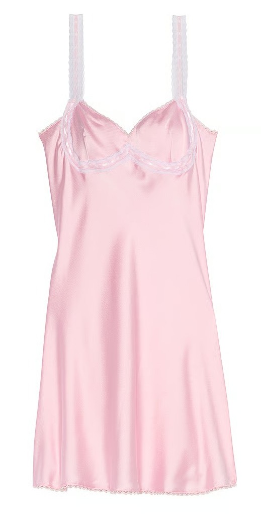Saténová tričko noční s krajkou Victoria's Secret Pink růžová S