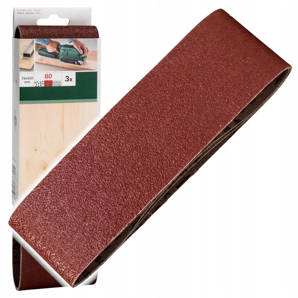 Papier Ścierny Taśmowy Bezkońcowy Bosch 75 x 533 MM P80 3 Sztuki