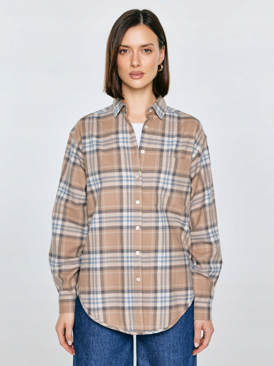 Big Star Dámská kostkovaná flanelová košile Notina béžová 801 L