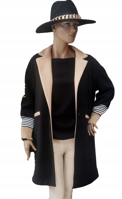 PŁASZCZ MON AMOUR ZE ŚCIĄGACZAMI CZARNY UNI