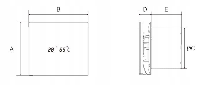Wentylator łazienkowy EBERG ENSO 100 biały LED czujnik wilgotności Timer Marka EBERG