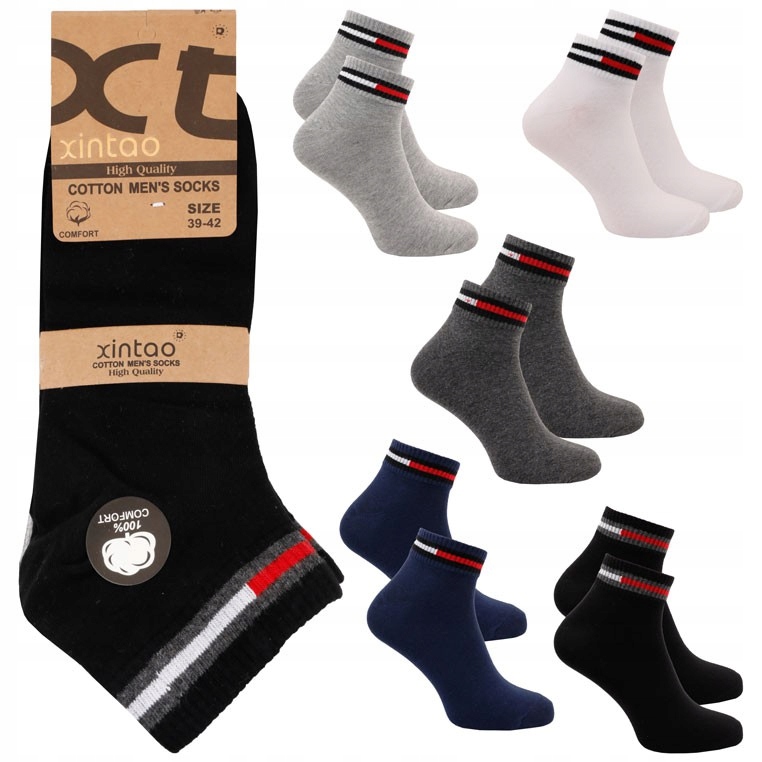 

5 par skarpetki męskie sportowe bawełniane