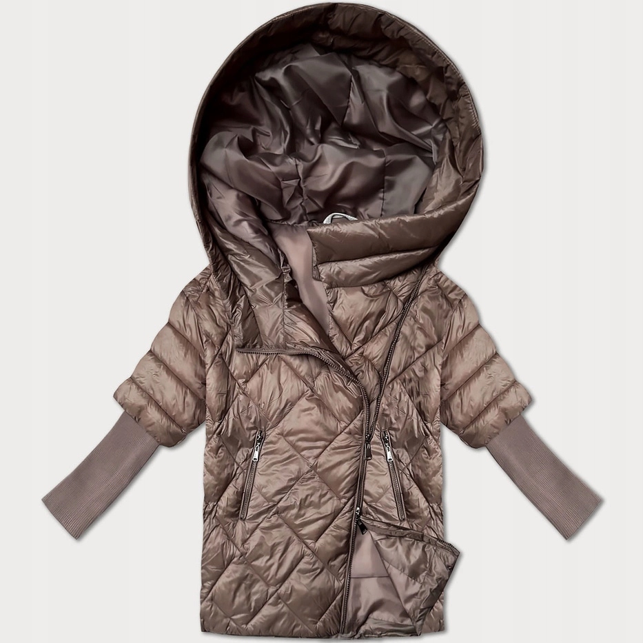 Pikovaná Bunda Kapuce 6701 Hnědá L (40)