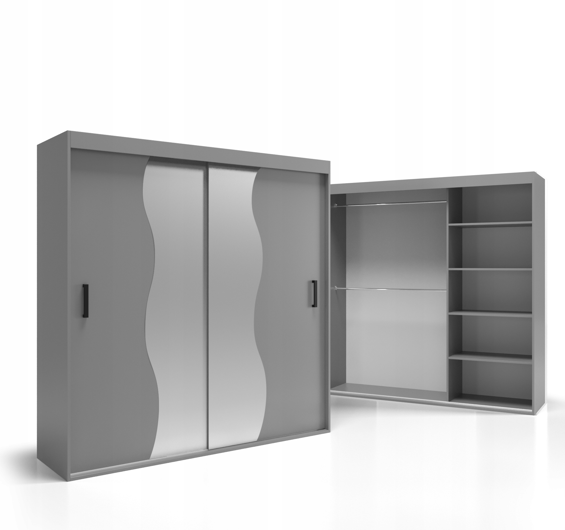 Skříň Posuvná deska 18 mm 160 cm VSZ66 O-sofa 2-dvéřová Zrcadlo 160x205