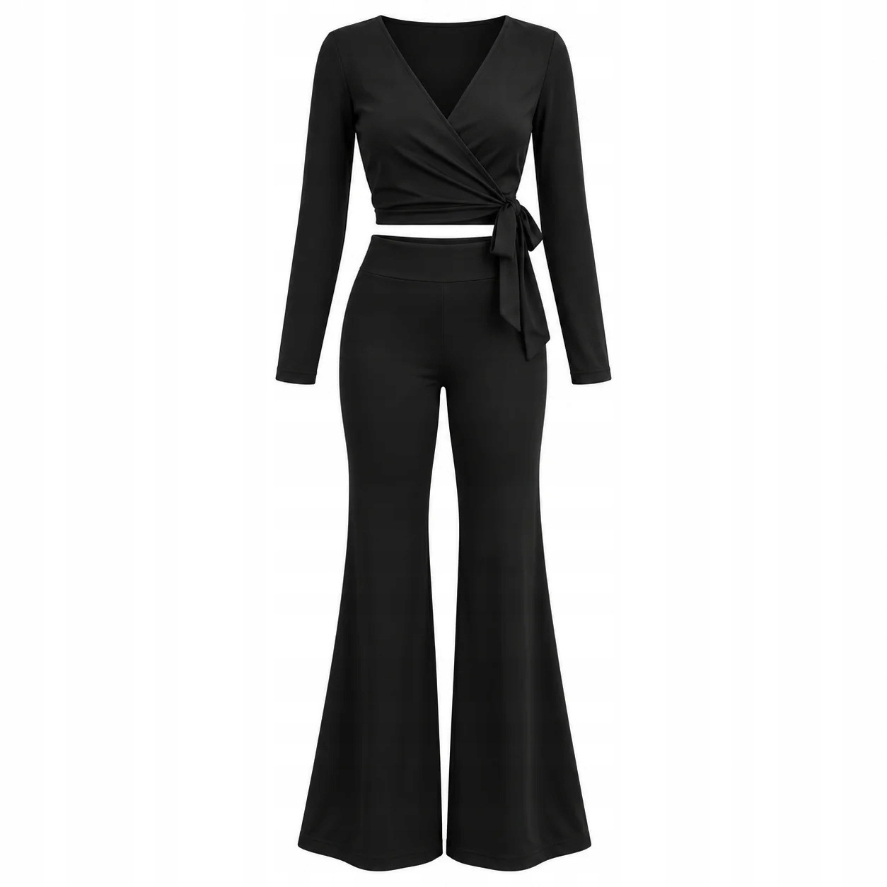 [vel. M/L] Dámský komplet, elegantní halenka a kalhoty, černá barva