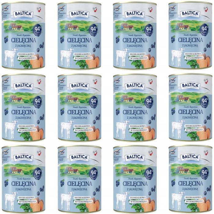 Baltica Karma mokra dla psa Cielęcina z jagnięciną i batatem 12 x 400g
