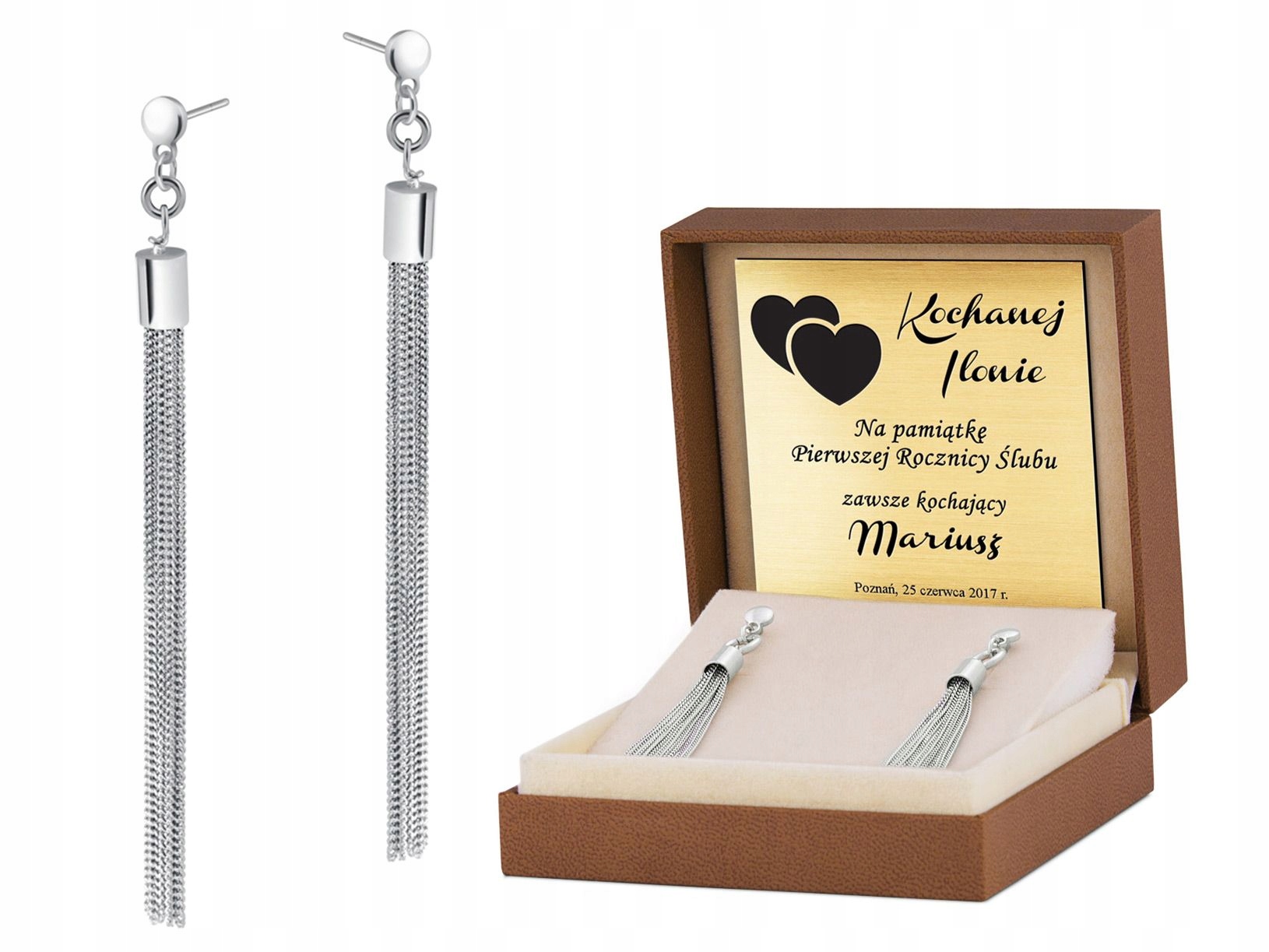 Stříbrné Náušnice 925 Dlouhé Dárek Gravírování