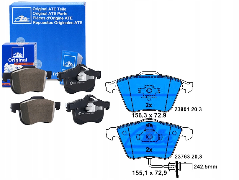 Brzdové Destičky Přední Audi A4 A6 A8 00-11 Ate