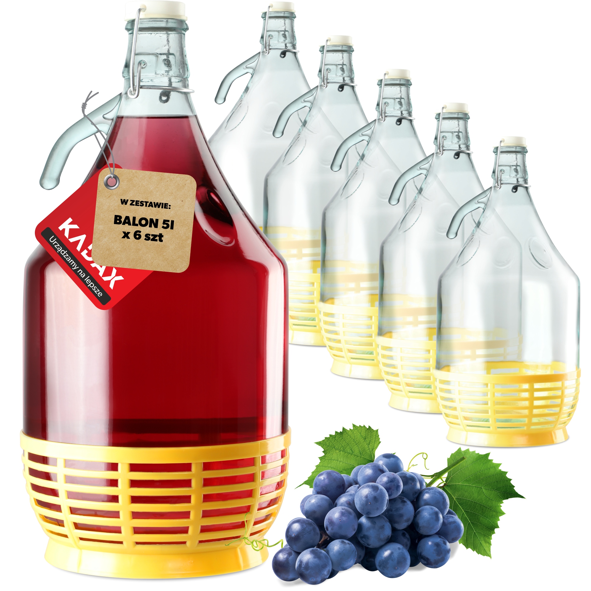 

Gąsior Balon 5L Dama Butelka Na Wino W Koszu 6szt