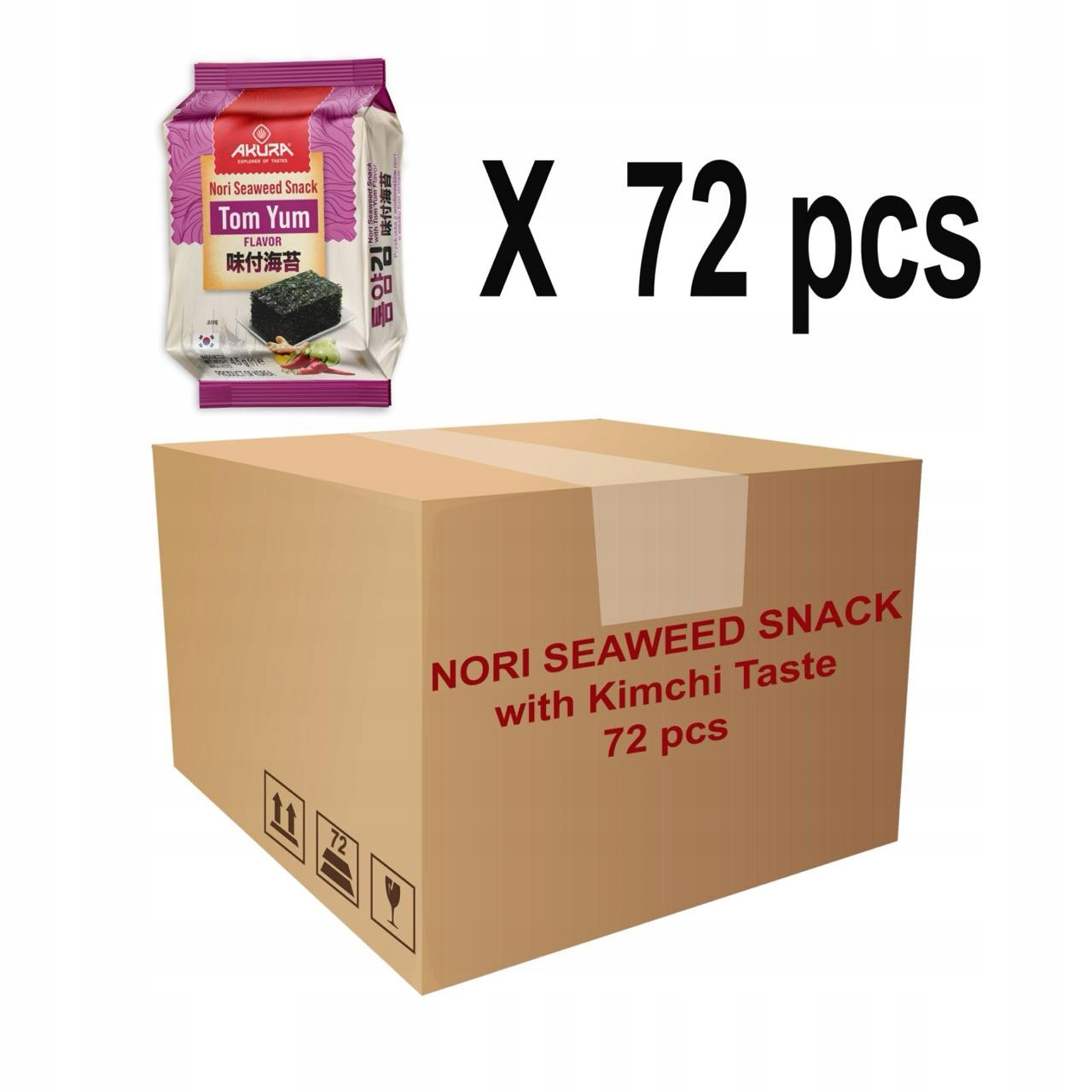 Snack Nori o smaku Tom Yum Opakowanie 72 szt x 4,5 g