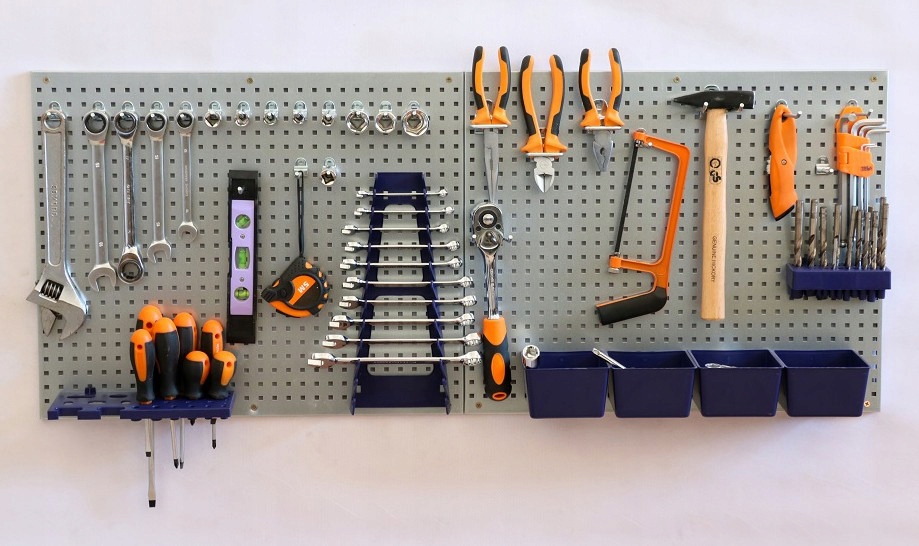 Nástrojová deska dílenská, perforovaná stěna, sada 34 dílů Pg