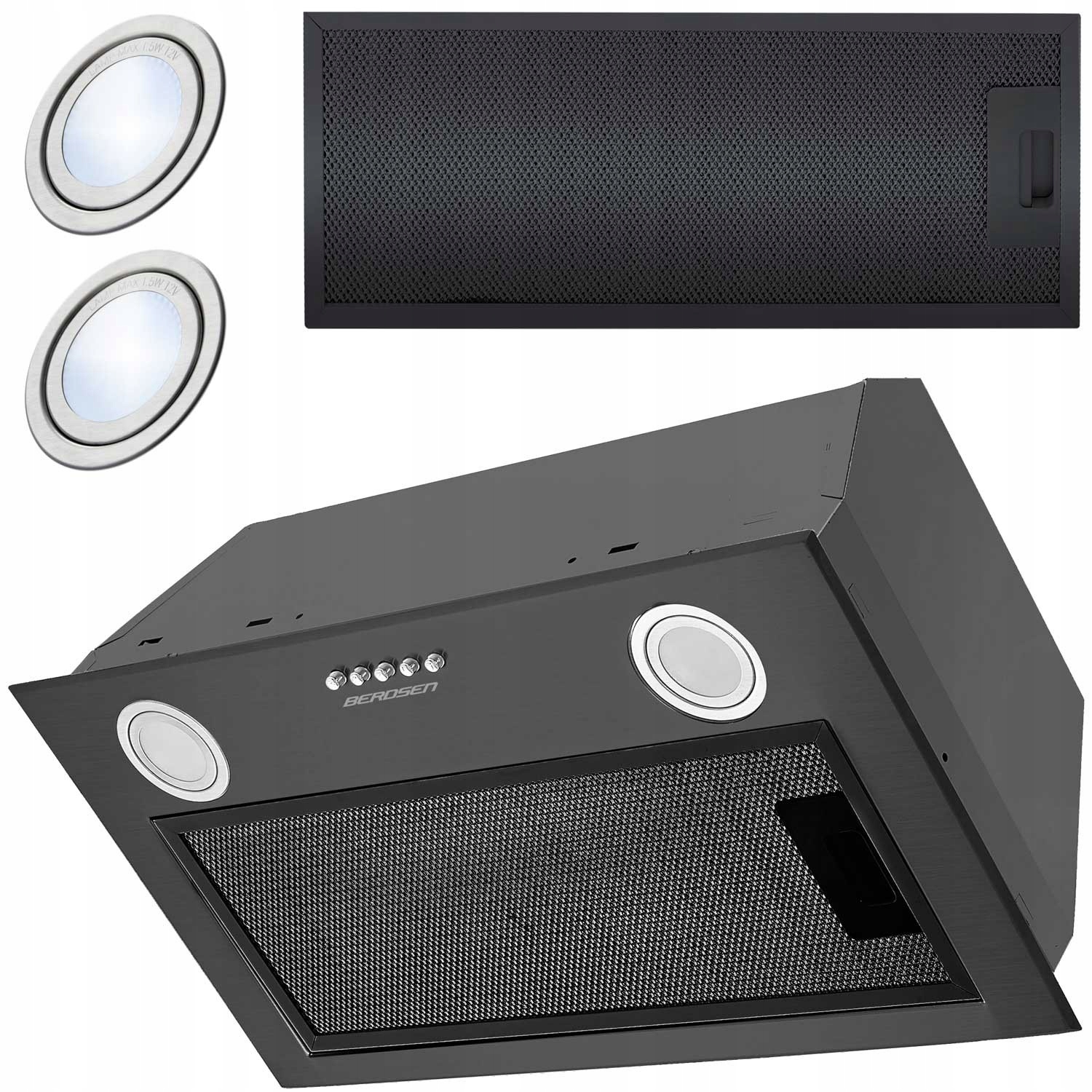 Kuchyňská Digestoř Pro Vestavbu 52 cm Černá Led Berdsen