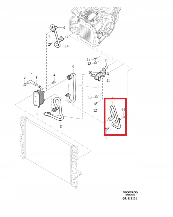 PRZEWOD CHLODNICY OLEJU DOLNY VOLVO S60 II 11 16