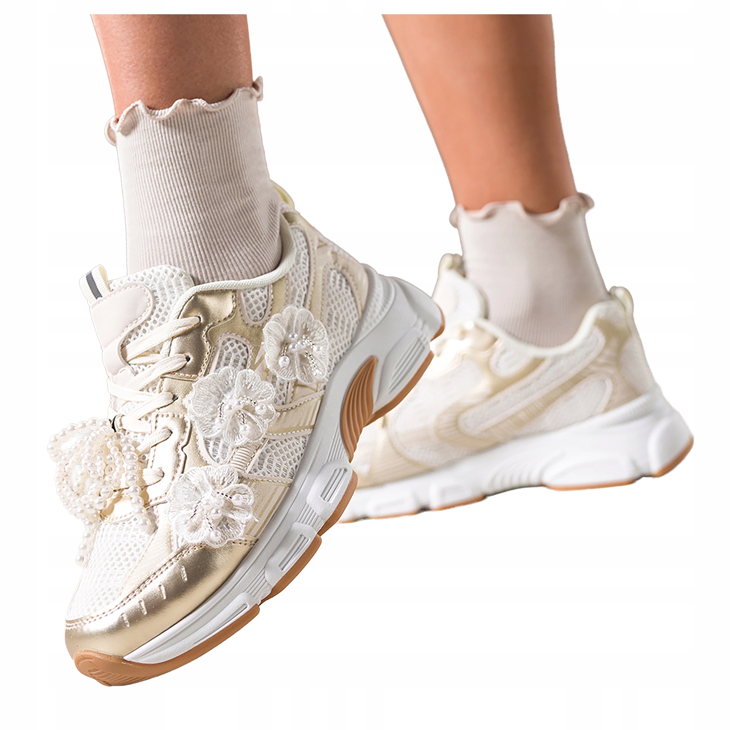 Zlaté Tenisky Dámské Na Platformě Pohodlné Odnímatelná Sportovní ozdoba vel. 41