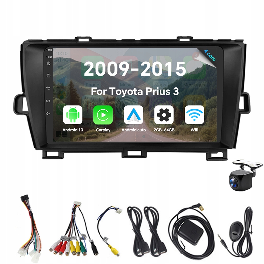 2Din Android 13 autorádio pro Toyota Prius 3 XW30 2009-2015 2G 64G Carplay