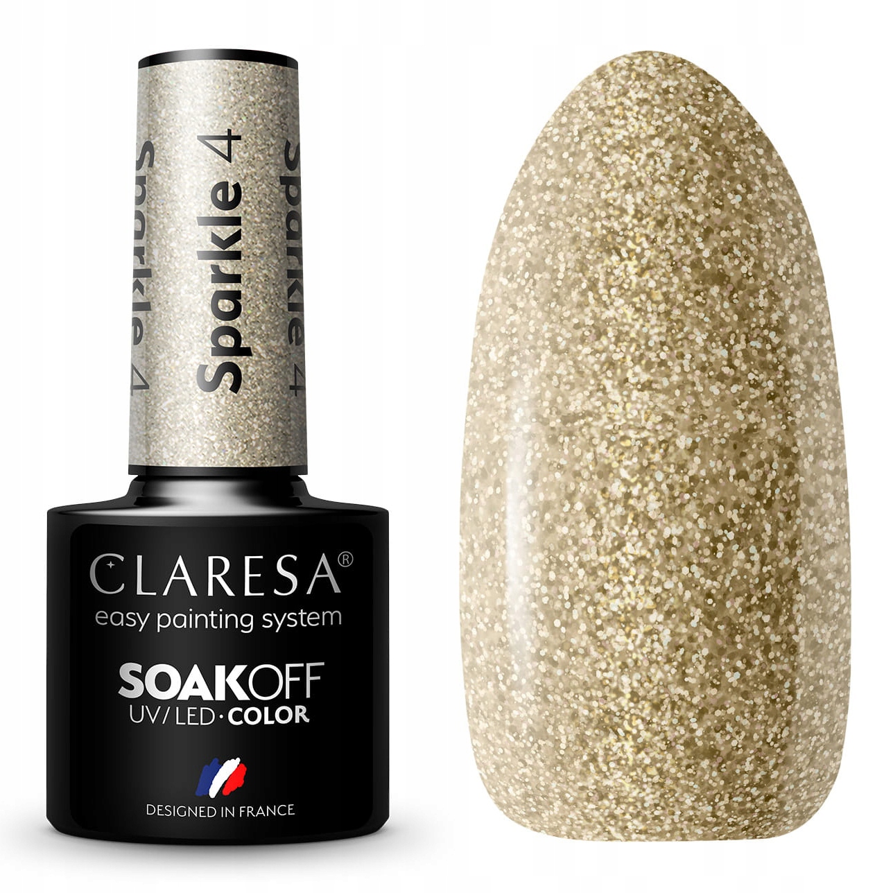 

Lakier Hybrydowy Claresa Brokatowy Złoty Sparkle 4