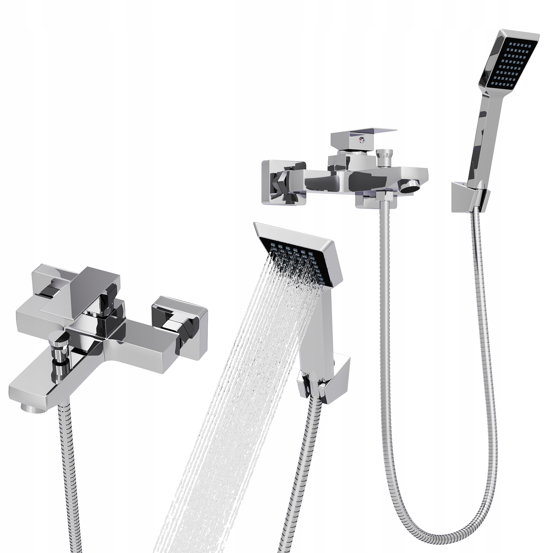 Sada Batérií Do Sprchovej Vane Hlavica Hadica Držiak Strieborný Chróm Caro