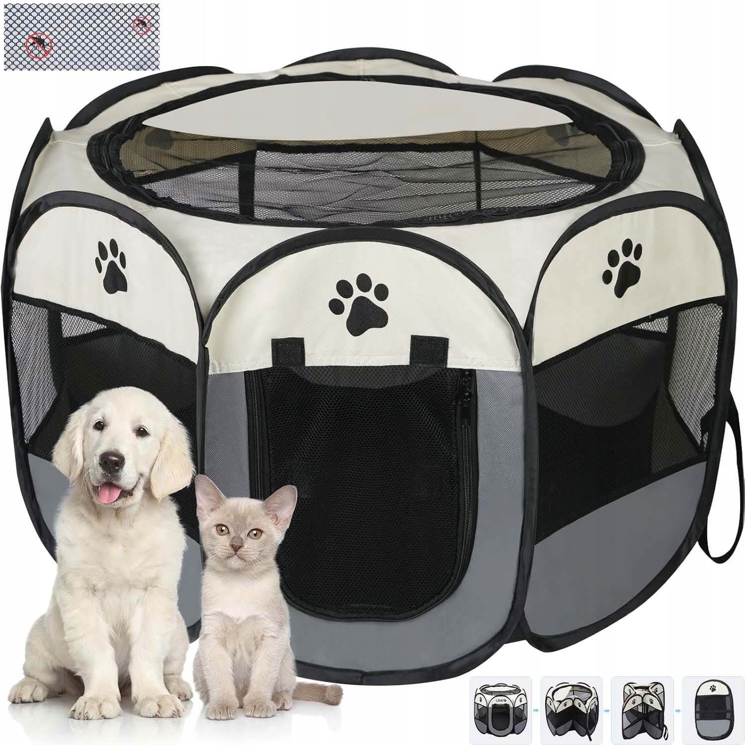 Levně Skládací Kotec Lehká Pro Psa Kočku Králíka Štěňat Pelíšek Do Domácnosti Šedá