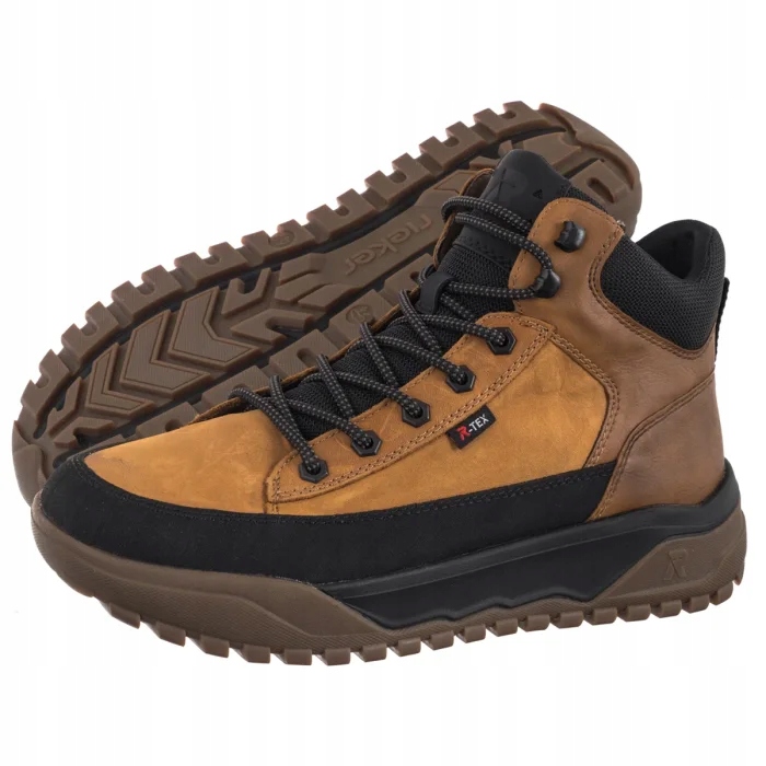 Pánské kožené trekové boty Rieker hnědé U1571-68 Yellow