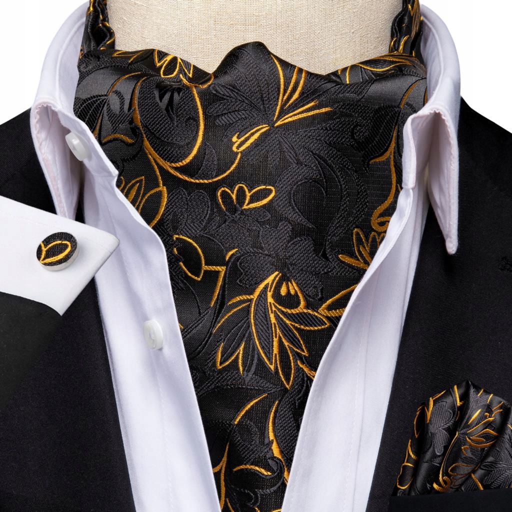 Hedvábný Šátek Ascot Žakárový Módní Set