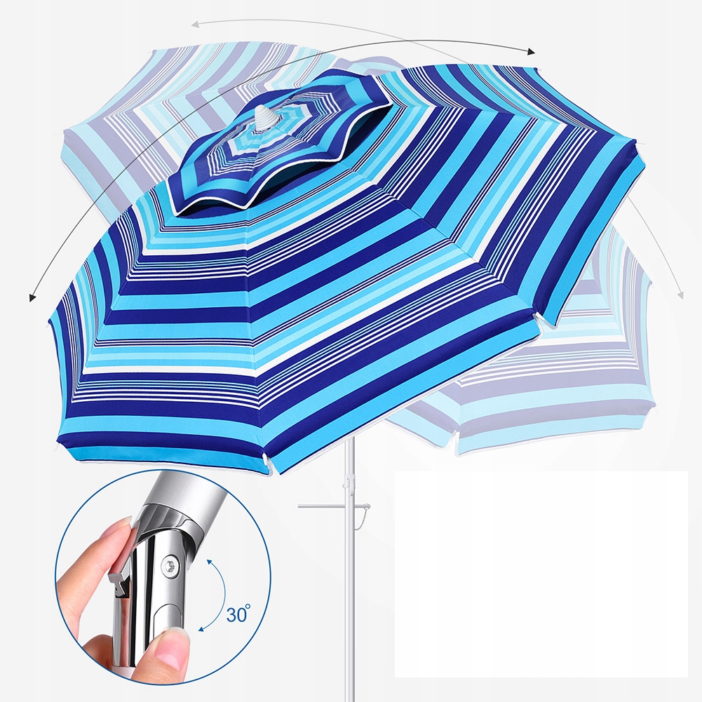 PARASOL PLAŻOWY 6,5FT W PASKI Z OCHRONĄ UV PRZEWIEWNA OSŁONA PRZED SŁOŃCEM Model PARASOL PLAŻOWY