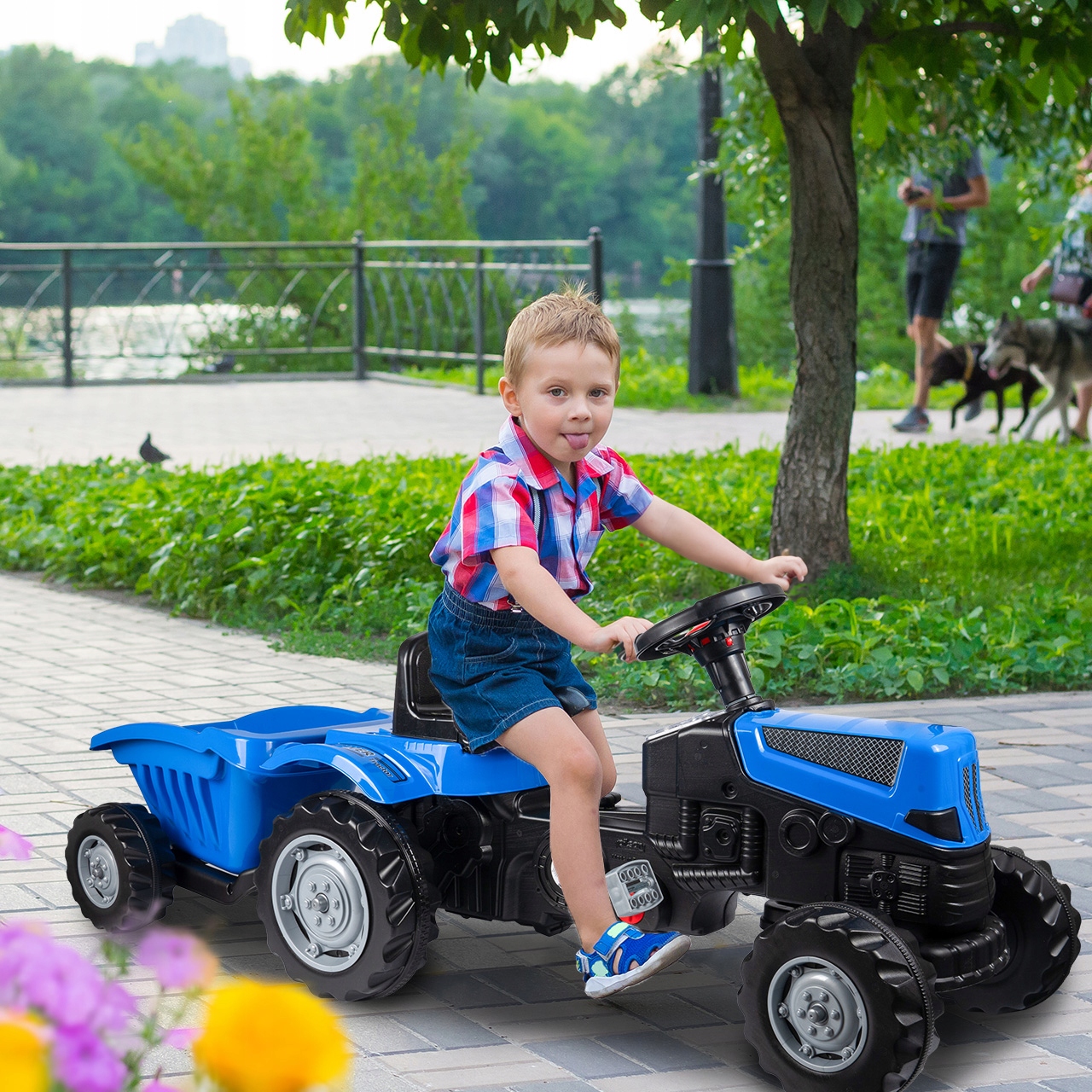 VELKÝ TRAKTOR XXL TRAKTOR S PEDÁLY PŘÍVĚS PRO JÍZDU DĚTÍ Věk dítěte: 3 roky +