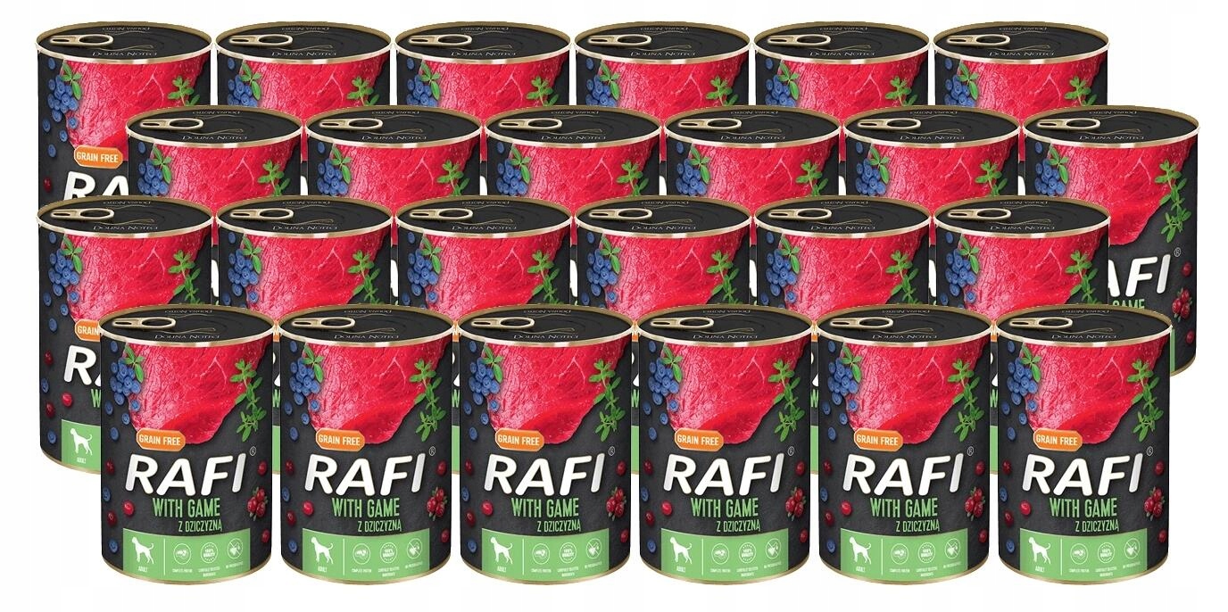 Rafi dla psa Dziczyzna Z Borówką 400G X 24 Pakiet .