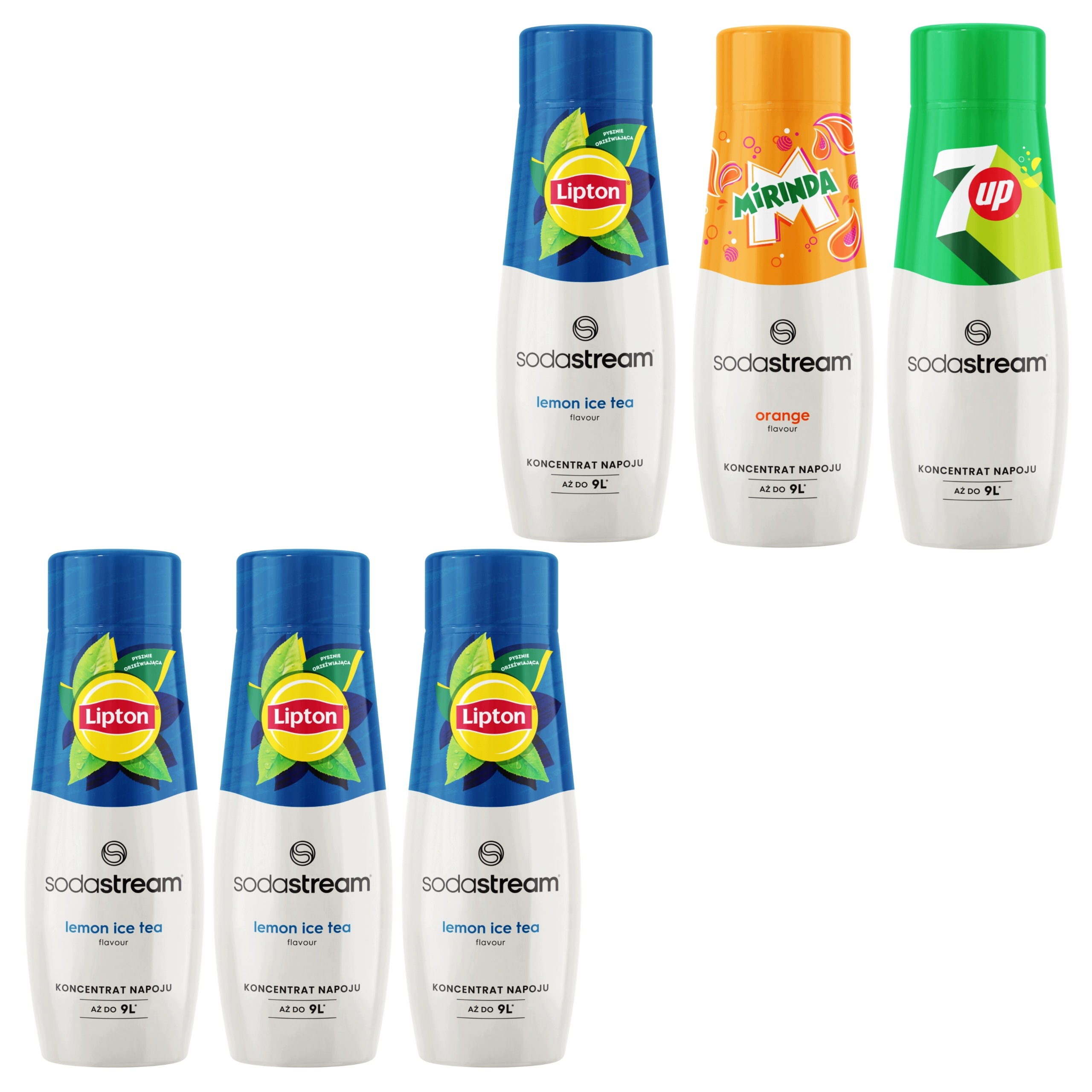 Syropy do Saturatora SodaStream 4x Lipton Lemon Ice Tea Mirinda 7up