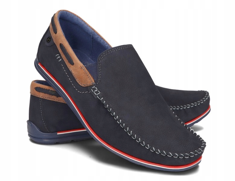 

Mokasyny Buty Męskie Casual Skóra K920 Granat 42
