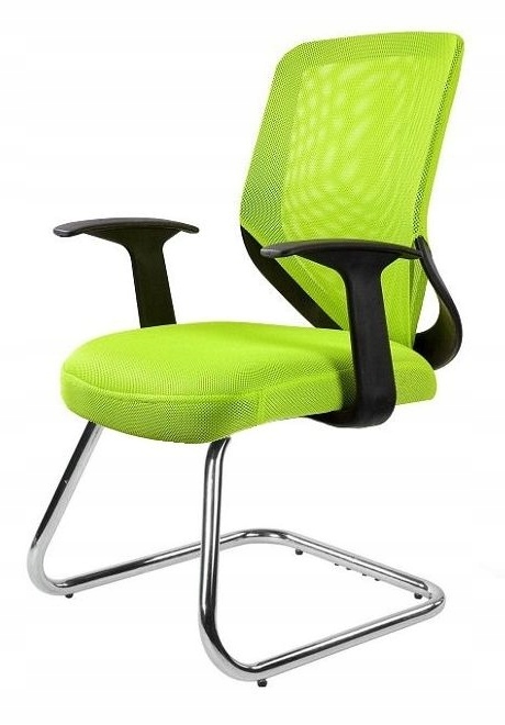 Fotel Mobi Skid Zielony Biurowy Krzesło Płozy