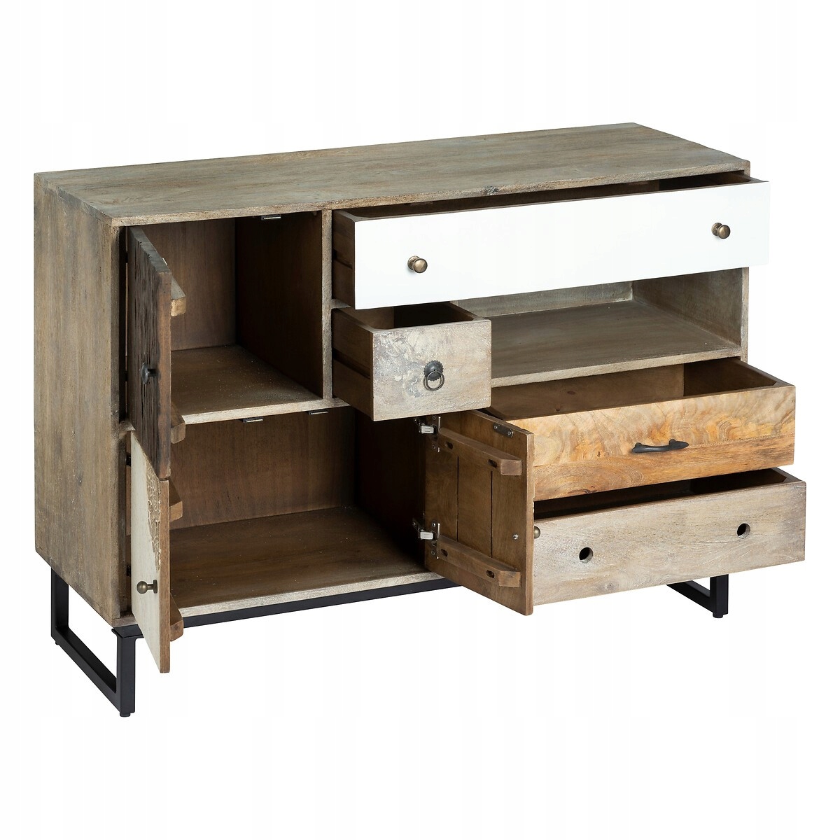 Komoda Skříňka Zásuvky Do Obývacího Pokoje 115X40X80 CM Se Zásuvkami, Prostorné Dvířka