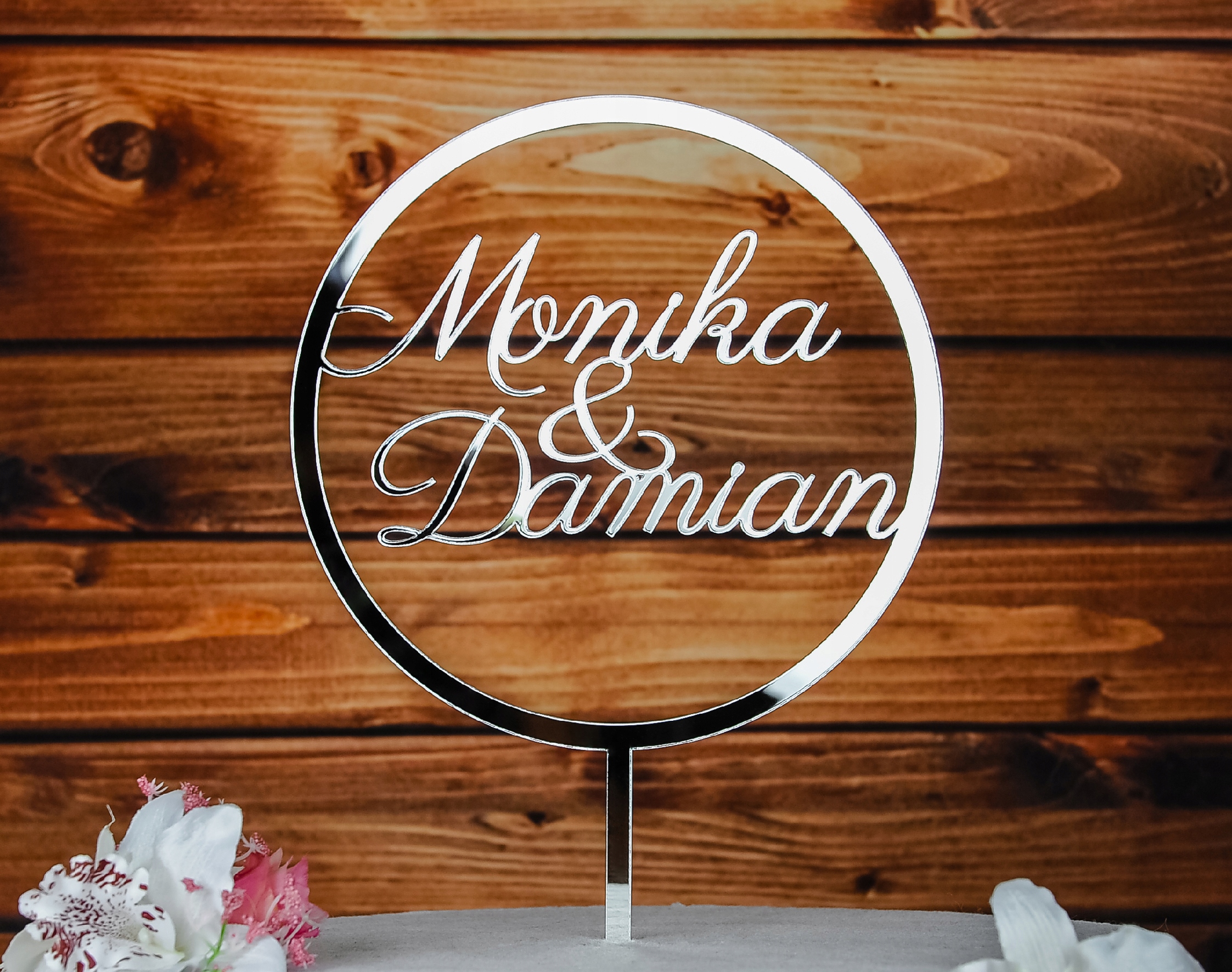 Topper srebrny TŚS-75-"Imiona" Ślub Marka Dekor Laser
