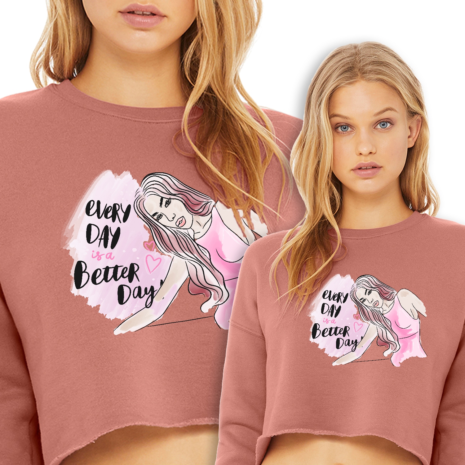 Pohodlná krátká Mikina Růžová Better Day Vzorky S