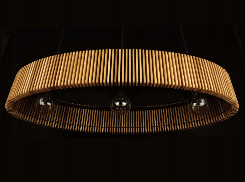 Lampa wisząca Lamelight Lampy dębowe dębowa olejowana elipsa 80cm