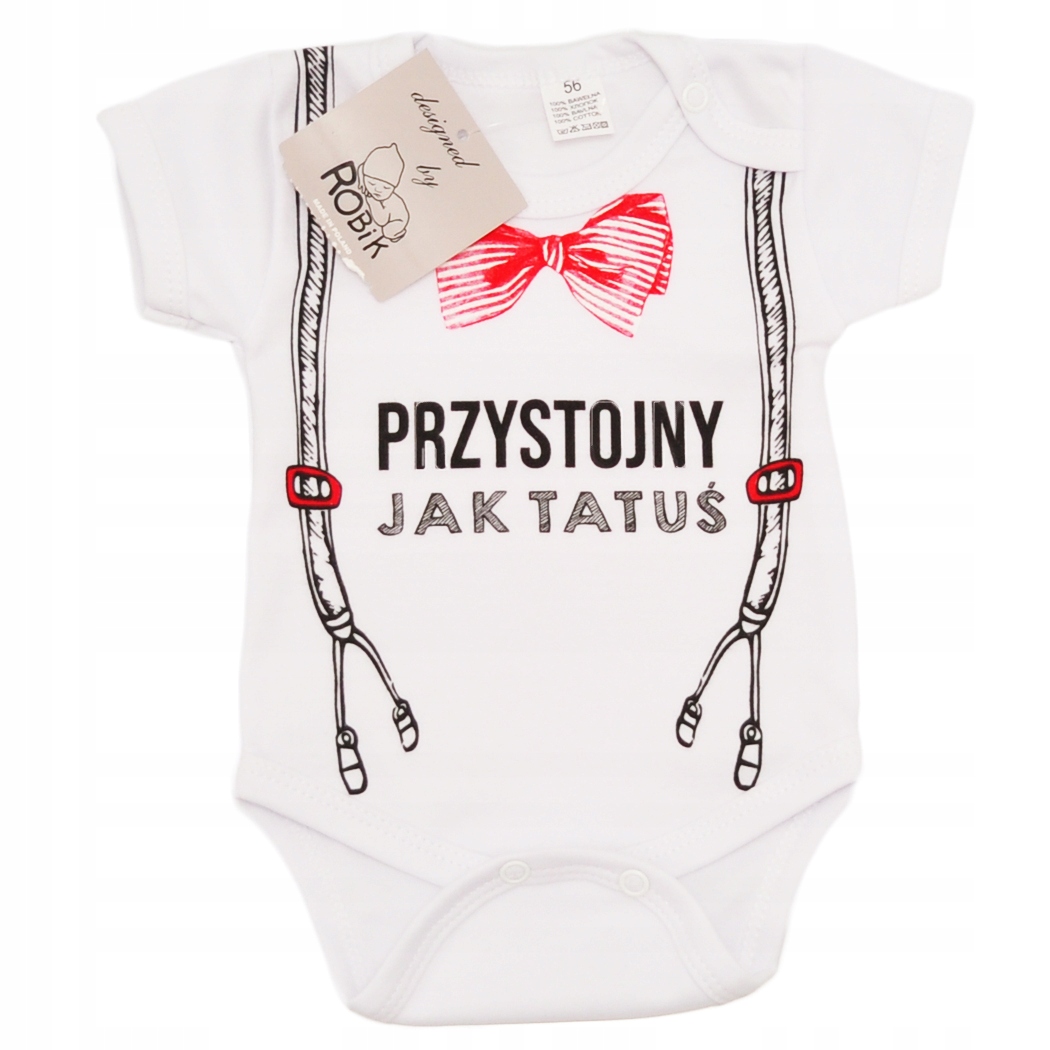 

Body r.110 białe wzór 665 Przystojny Jak Tatuś