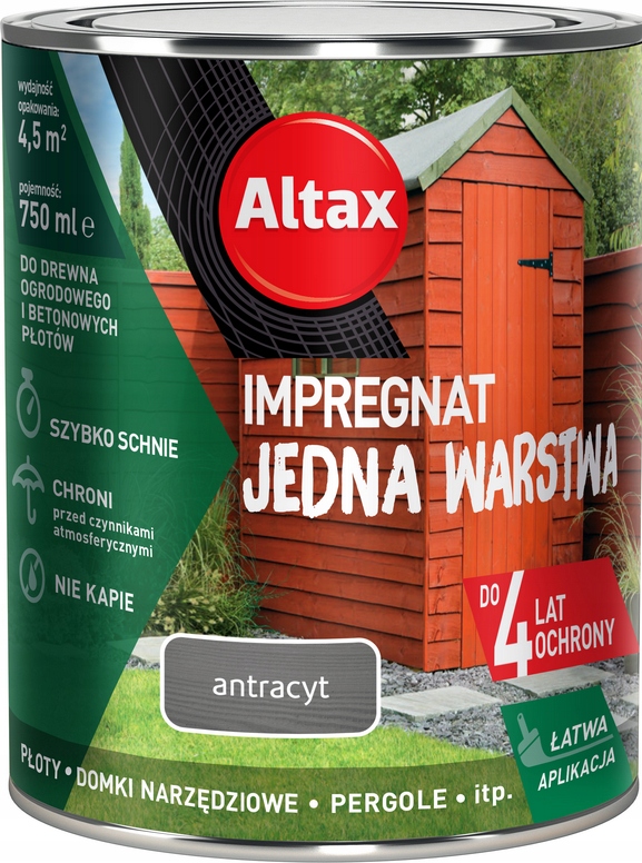 

Altax Impregnat Drewno Jedna Warstwa 0,75L Antracy