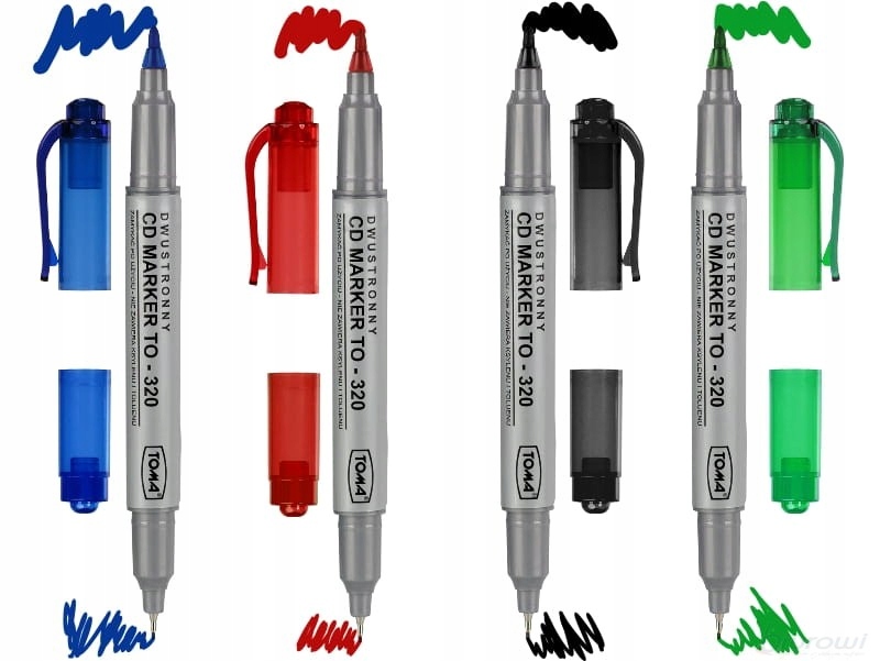 Marker do płyt CD DVD TOMA dwustronny CZARNY Kod producenta TO-320