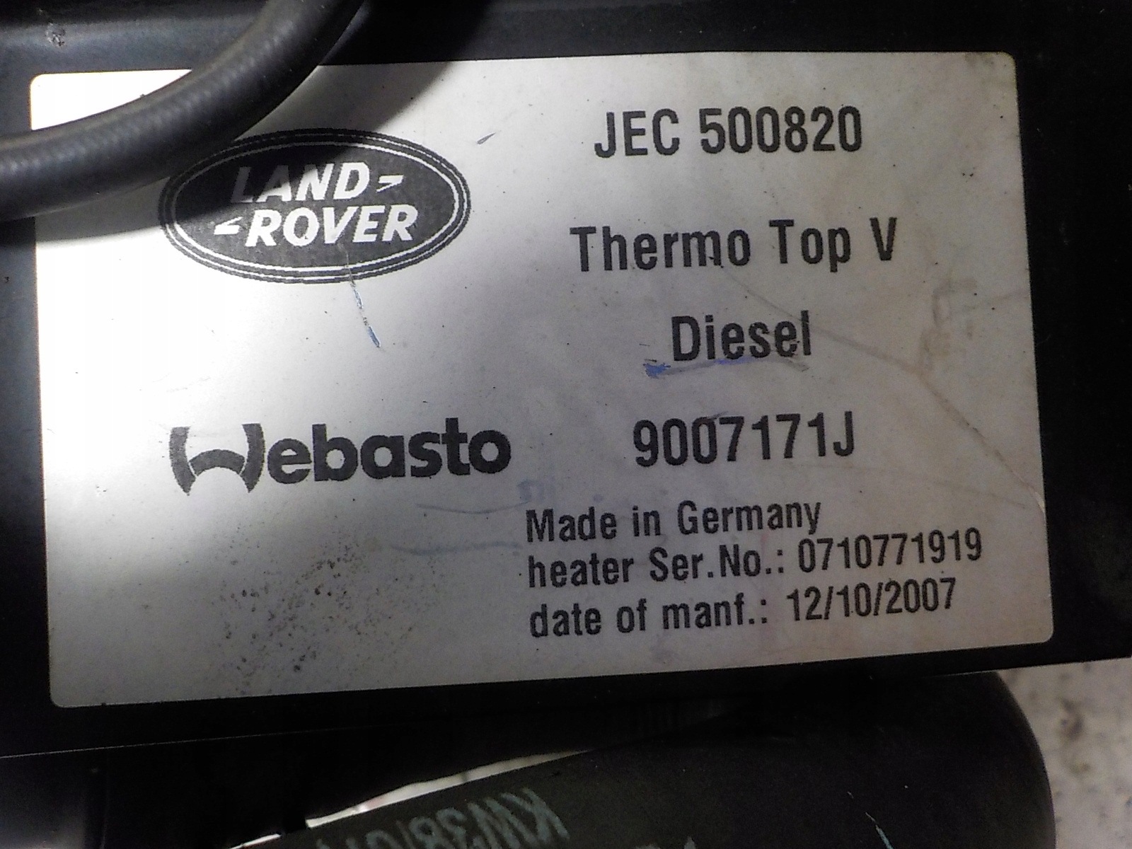 RANGE ROVER SPORT L320 webasto WEBASTO JEC500820 9007171J