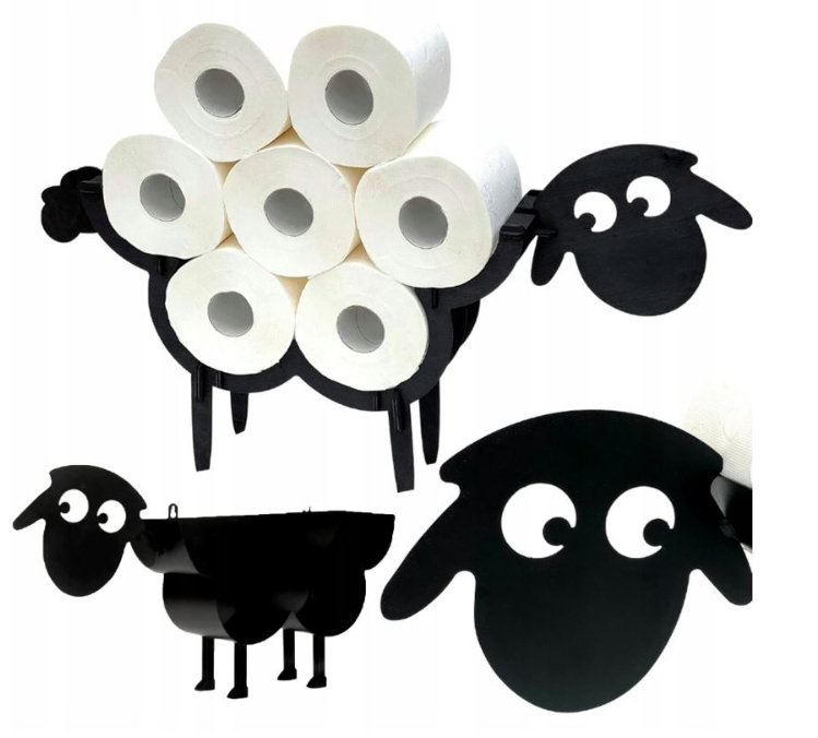 STOJAK NA PAPIER TOALETOWY OWCA OWIECZKA CZARNY UCHWYT STOJĄCY WC ŁAZIENKA