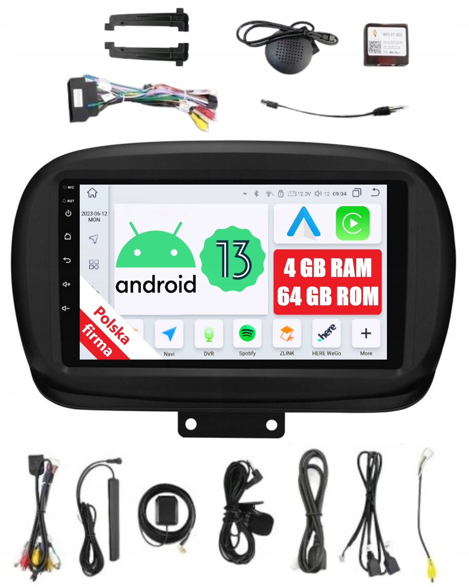 Rádio 2DIN Navigácia Android Fiat 500X 4/64 Gb Dsp Carplay Lte