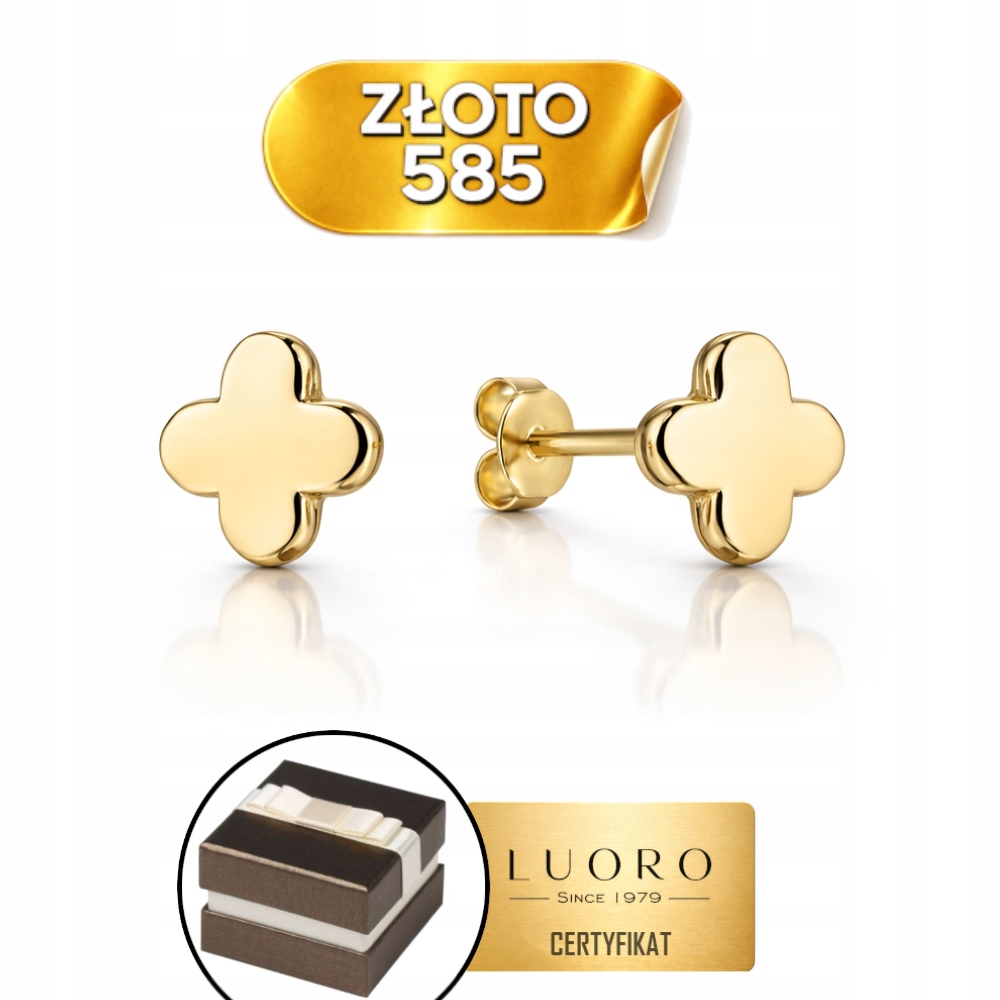 Náušnice Zlaté 585 14k Jetelky Hladké Dárek