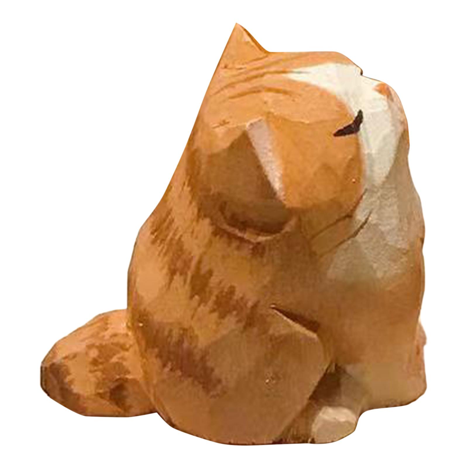 

Pomarańczowy Kot Drewniana Figurka Miniaturowe Zwierzę Śliczne