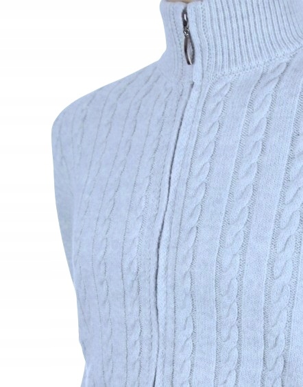 Hřejivý pánský vlněný svetr na zip, celopropínací, shetlandská vlna, velikost M