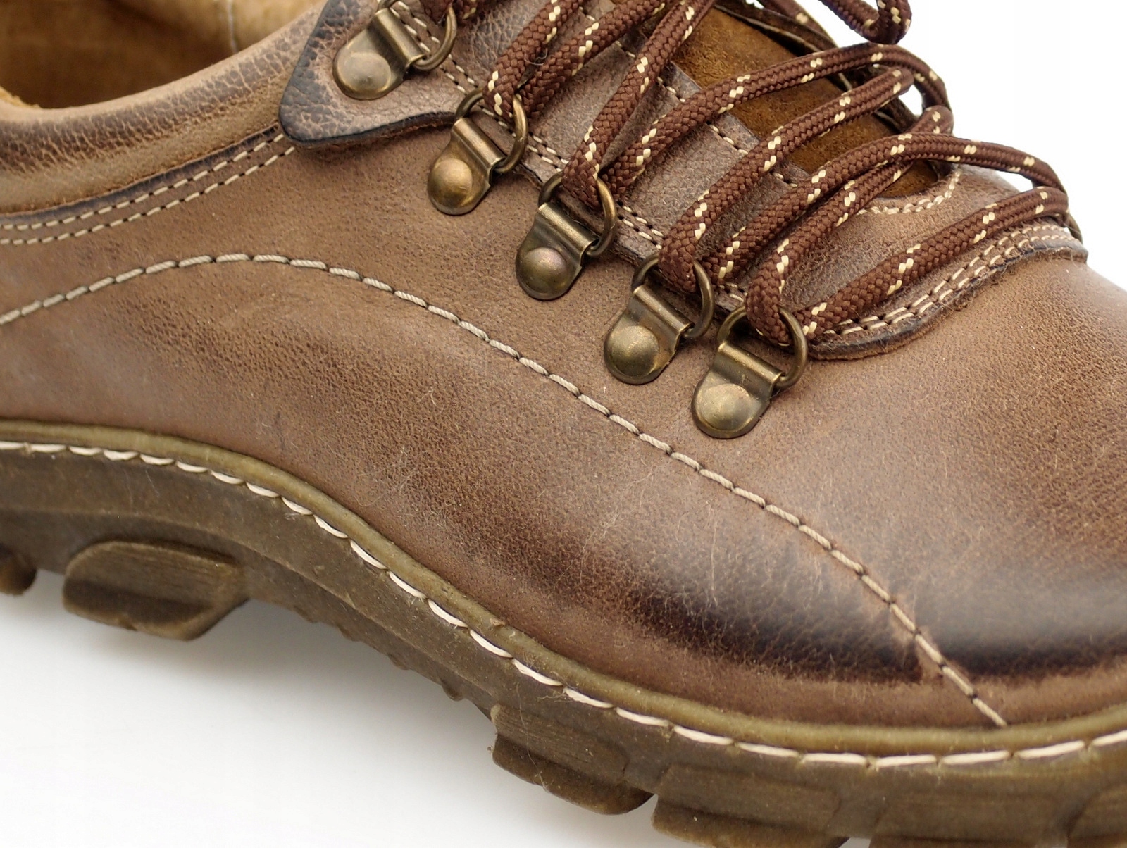 HUSAR półbuty męskie SZYTE skóra PL700 brąz 41 Rozmiar 41