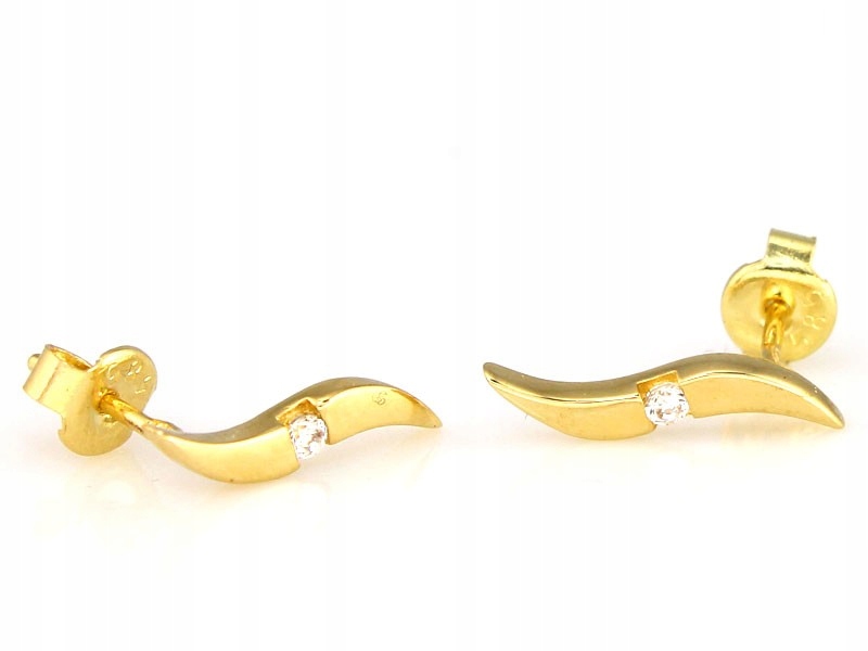 Náušnice zlaté ryzosti 585 se zirkonem a tyčinkou 1.44 g pro ženu dívky