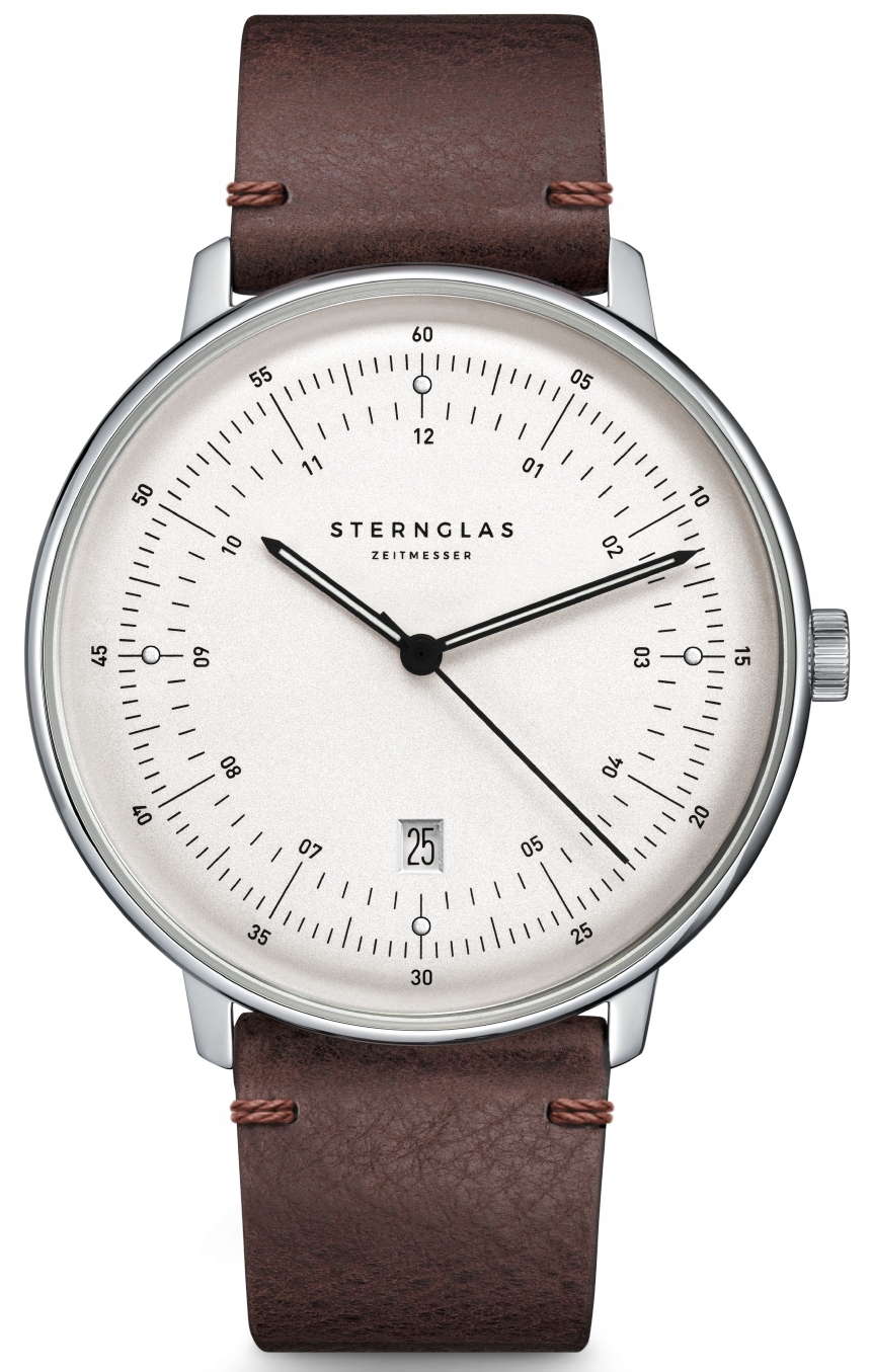 Nové originální Pánské hodinky Sternglas S01-HH10-VI11 hnědé gravírování data