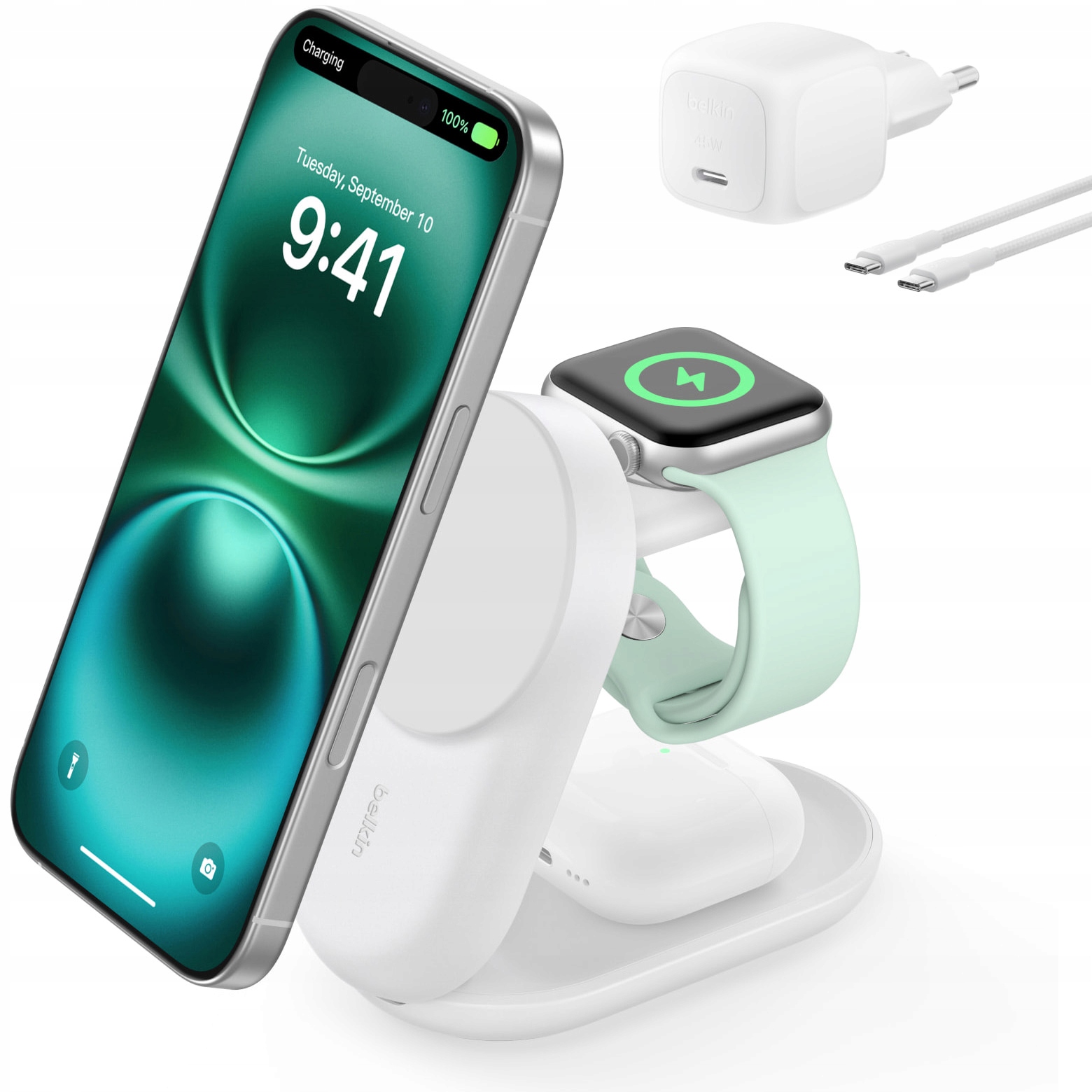 Belkin Ładowarka indukcyjna do iPhone, do MagSafe, Qi2.2 25W rozkładana 3w1