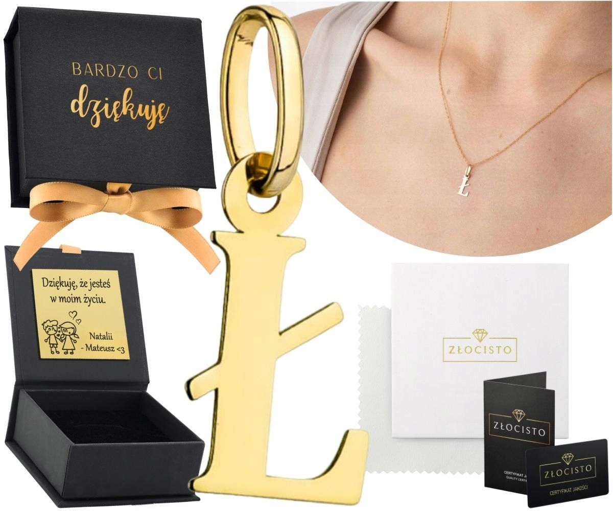 Zlatý přívěsek Přívěsek Písmeno [Písmeno] 585 Gravírování Dárek 14k