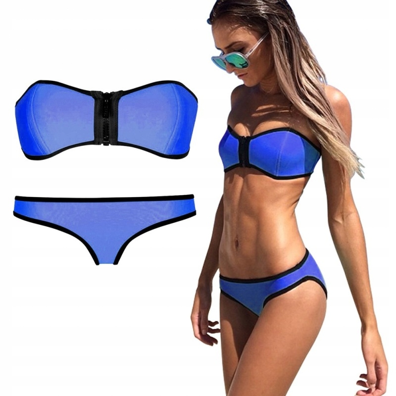 NEONOWY STRÓJ KĄPIELOWY BIKINI M/L SIWIEC neon HIT6 Wzór dominujący bez wzoru