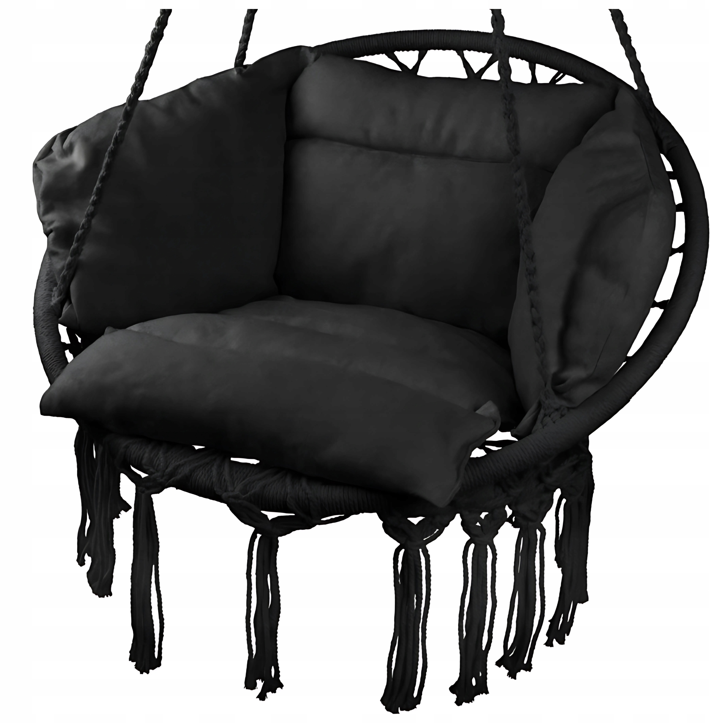 Fotel Wiszący Huśtawka Ogrodowa Czarna Bocianie Gniazdo Do Domu Boho DY03